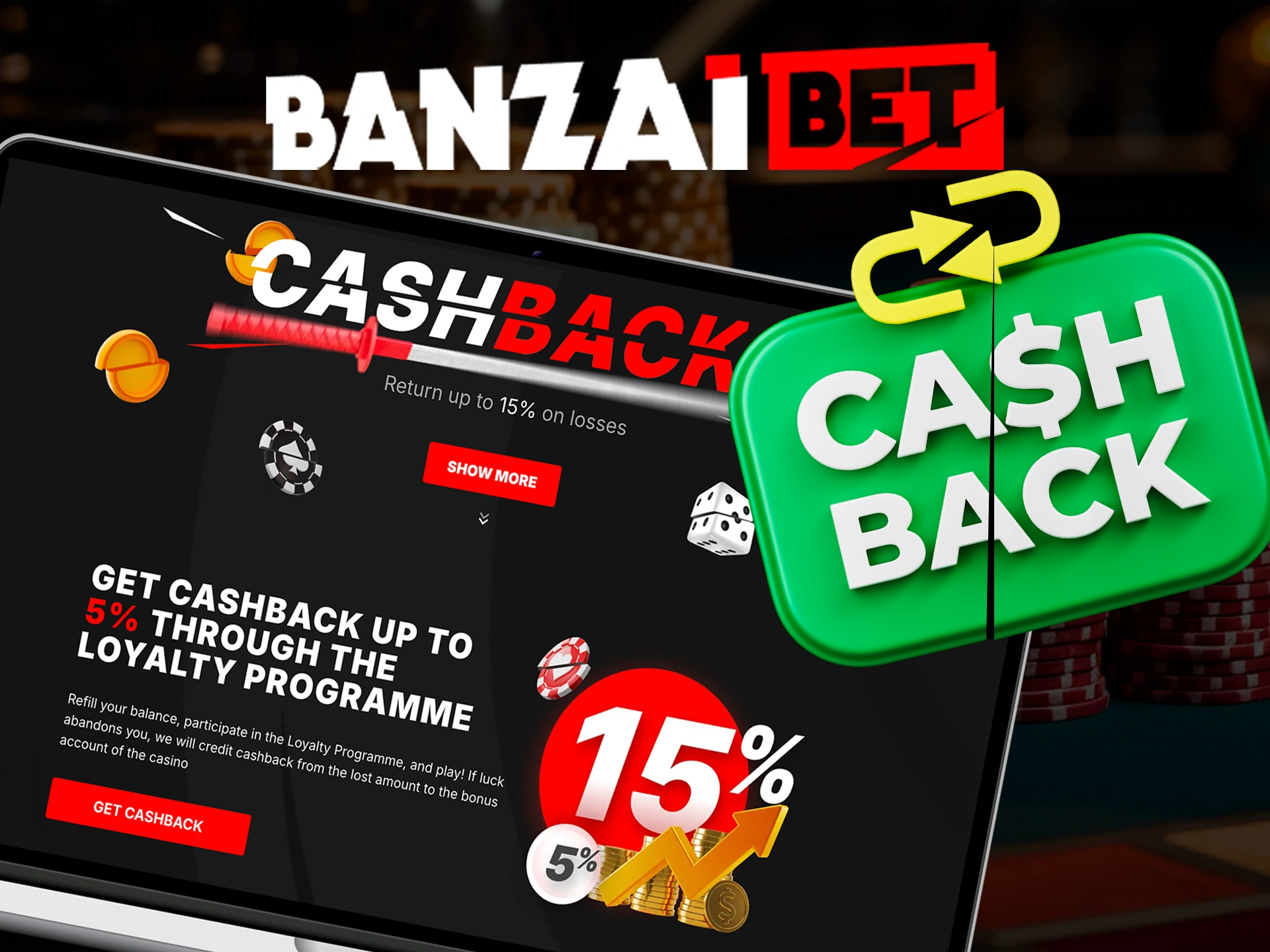 Get your money back at Banzai Bet Casino.